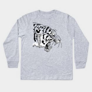 Angry tiger with India ink Kids Long Sleeve T-Shirt